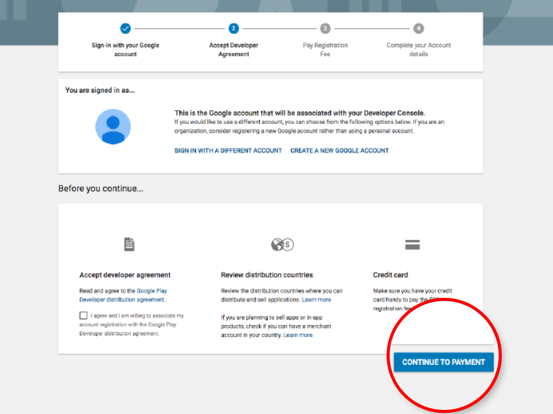 create android app developer account