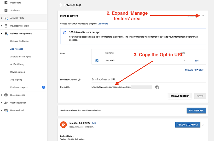 app upload internal check test