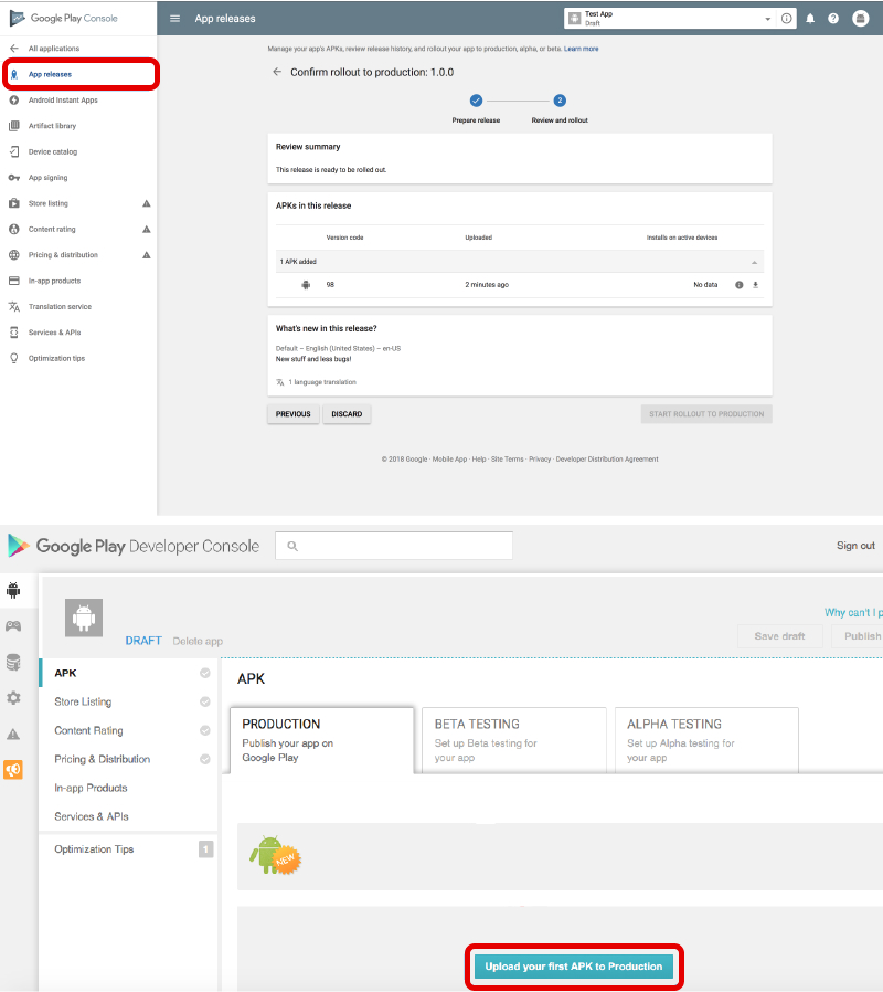 upload app bundle apks